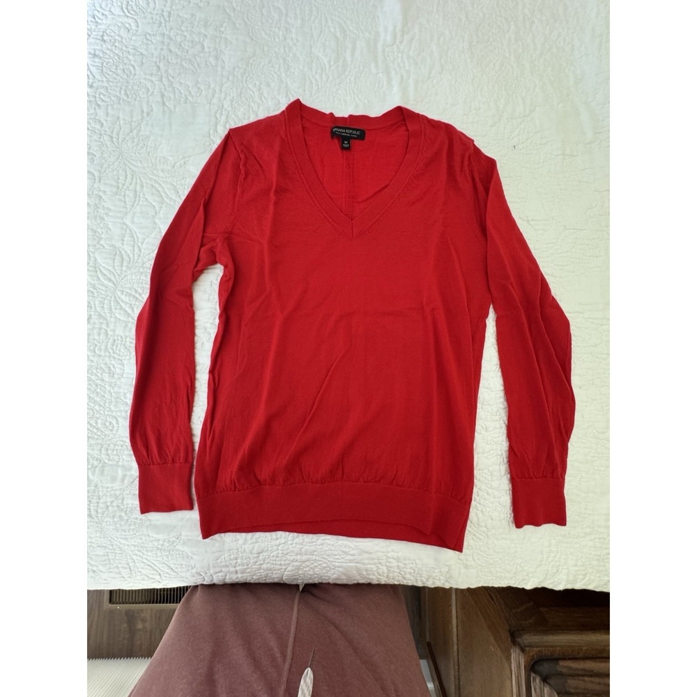 Banana Republic Women's Red 100% Merino Wool Pullover Sweater Size M Medium